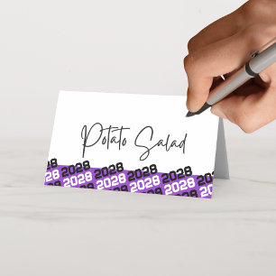Purple Black Graduation Year Folding Food or Place Card