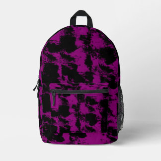 Purple Black Grunge Printed Backpack