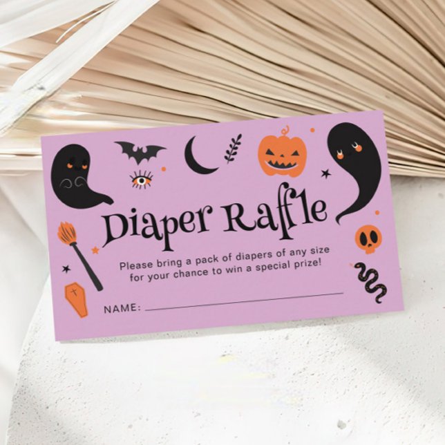 Purple Black Halloween Baby Shower Diaper Raffle Enclosure Card (Creator Uploaded)