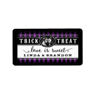 Purple Black Halloween Wedding Names Love is Sweet Label