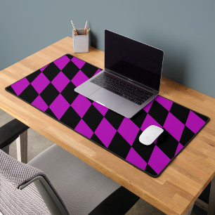 Purple Black Harlequin Diamonds Checkers Design Desk Mat