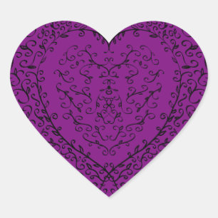 Purple Black Heart Gothic Wedding Elegant Sticker