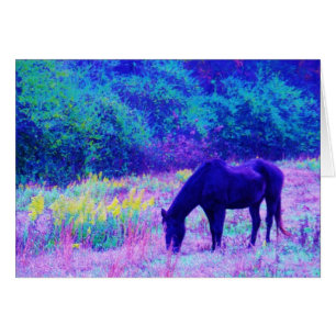 Purple Black Horse in Rainbow field