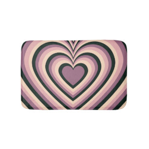 Purple Black Hypnotic Heart Love Pattern Bath Mat