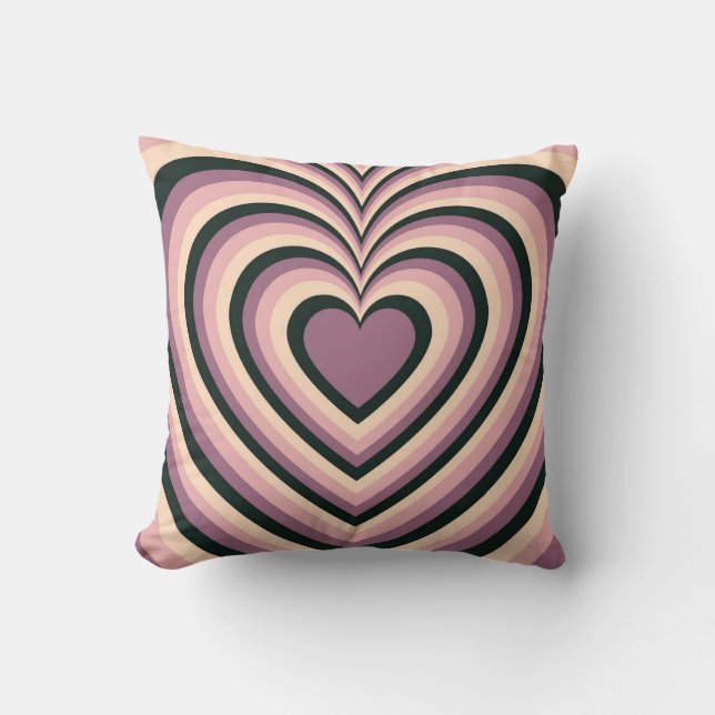 Purple Black Hypnotic Heart Love Pattern Cushion (Front)