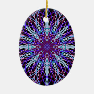 Purple Black Kaleidoscope Mandala Art Ceramic Tree Decoration