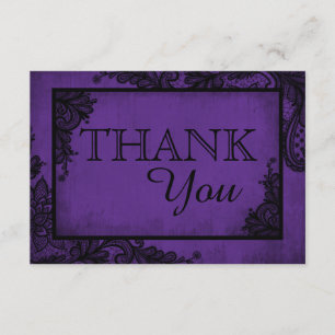 Purple Black Lace Gothic Wedding Thank You Card