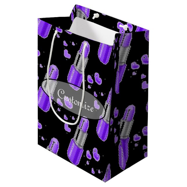 Purple & Black Lipstick Lover Gift Bag (Front Angled)