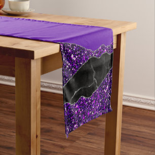 PURPLE BLACK MARBLE AGATE Table Runner