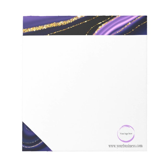 Purple Black Marble Business Branding Notepad (Front)