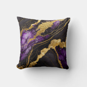 Purple Black Marble Pattern with Gold Cushion