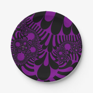 Purple Black Mod Paper Plate