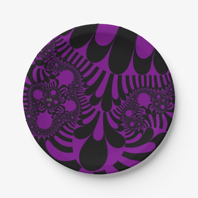 Purple Black Mod Paper Plate (Front)