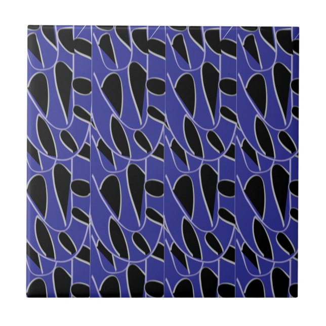 Purple Black Modern Abstract  Tile (Front)