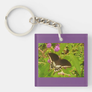Purple Black Monarch Key Ring