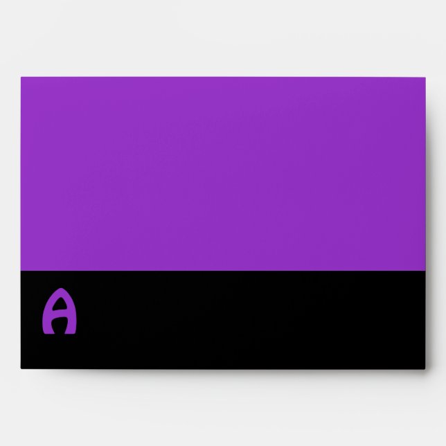 Purple black monogram mod trendy envelopes (Front)