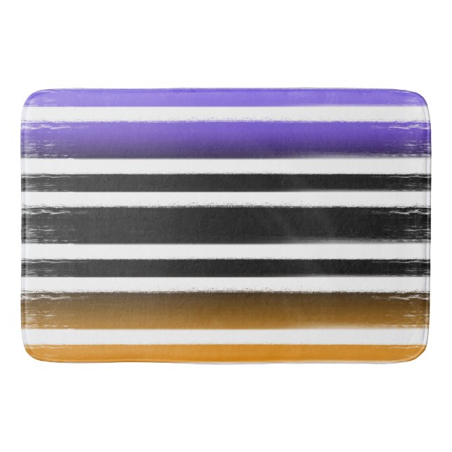 Purple Black Orange Paint Brush Halloween Bath Mat (Front)