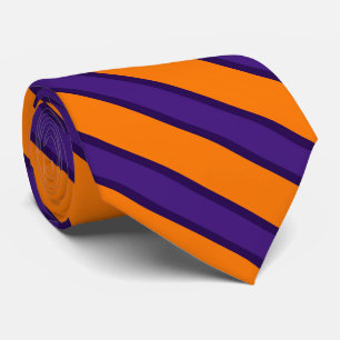 Purple black orange stripe tie