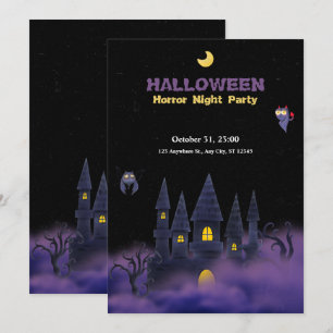 Purple Black Playful Fun Halloween 5" x 7" Invitation