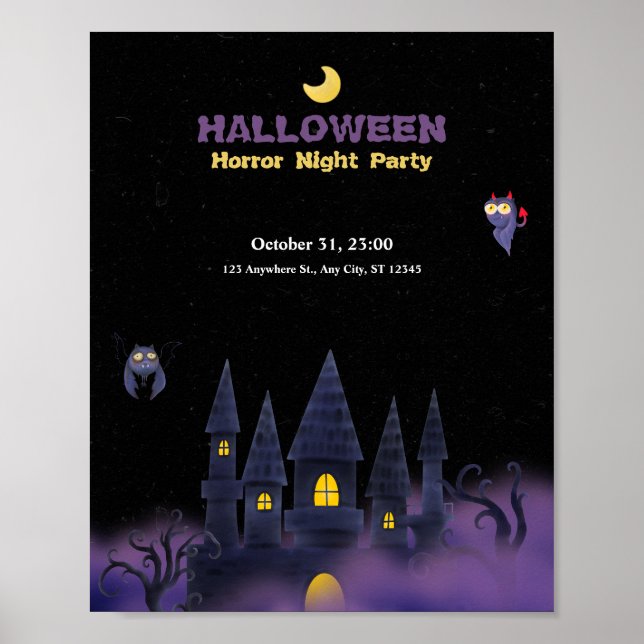 Purple Black Playful Fun Halloween welcome poster (Front)