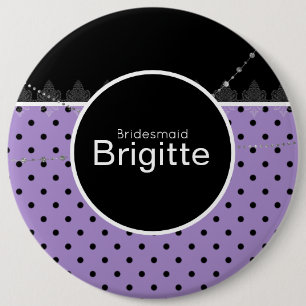 Purple & black polka dot button