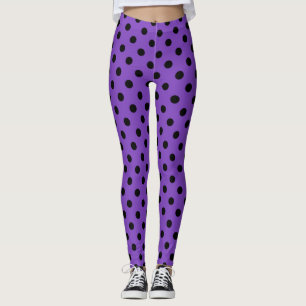 Purple Black Polka Dot Leggings