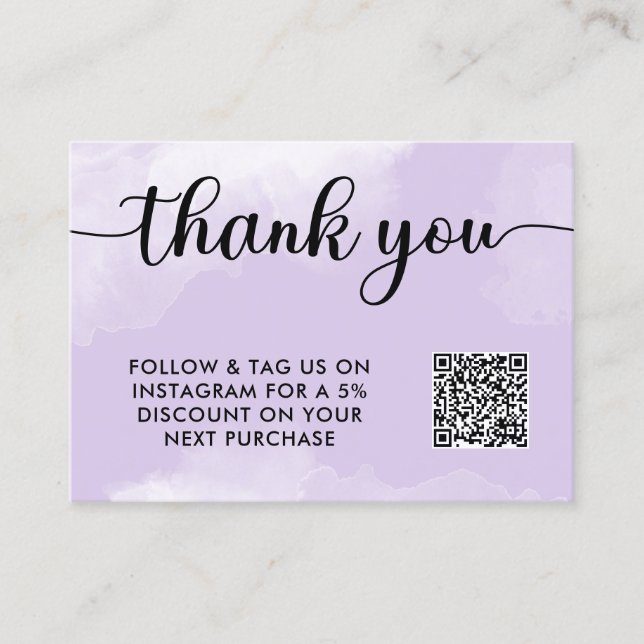 Purple Black QR Code Thank You Purchase Insert (Front)