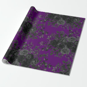 Purple & Black Rose Gothic Wedding Wrapping Paper