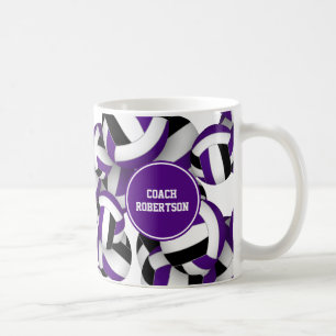 purple black school colours volleyball coach gift coffee mug