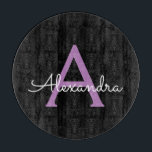 Purple Black Script Girly Monogram Name Cutting Board<br><div class="desc">Purple and Black Simple Script Monogram Name Cutting Board. This makes the perfect graduation,  birthday,  wedding,  bridal shower,  anniversary,  baby shower or bachelorette party gift for someone that loves glam luxury and chic styles.</div>