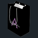 Purple Black Script Girly Monogram Name Medium Gift Bag<br><div class="desc">Black and Purple Simple Script Monogram Name Gift Bag. This makes the perfect sweet 16 birthday,  wedding,  bridal shower,  anniversary,  baby shower or bachelorette party gift bag for someone that loves glam luxury and chic styles.</div>