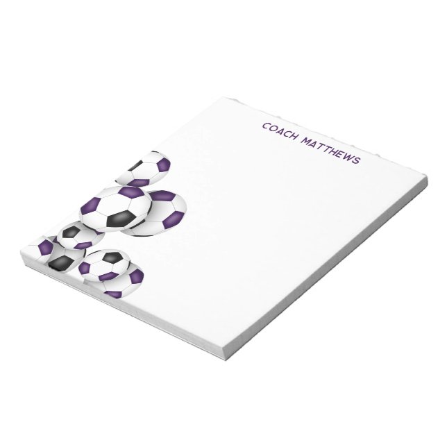 purple black soccer balls accent custom name notepad (Rotated)