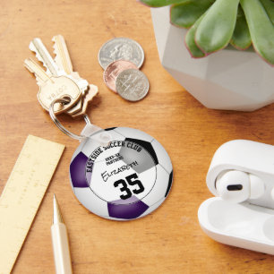 purple black soccer club team colours sports gifts key ring