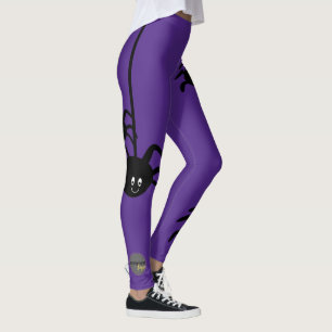 PURPLE BLACK SPIDER HALLOWEEN BUSINESS LOGO CUSTOM LEGGINGS