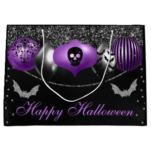 Purple & Black Spooky Ornaments Halloween Large Gift Bag