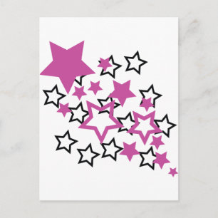 purple black stars postcard