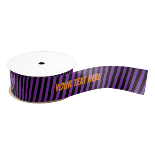 Purple & Black Stripe Personalised Ribbon Grosgrain Ribbon