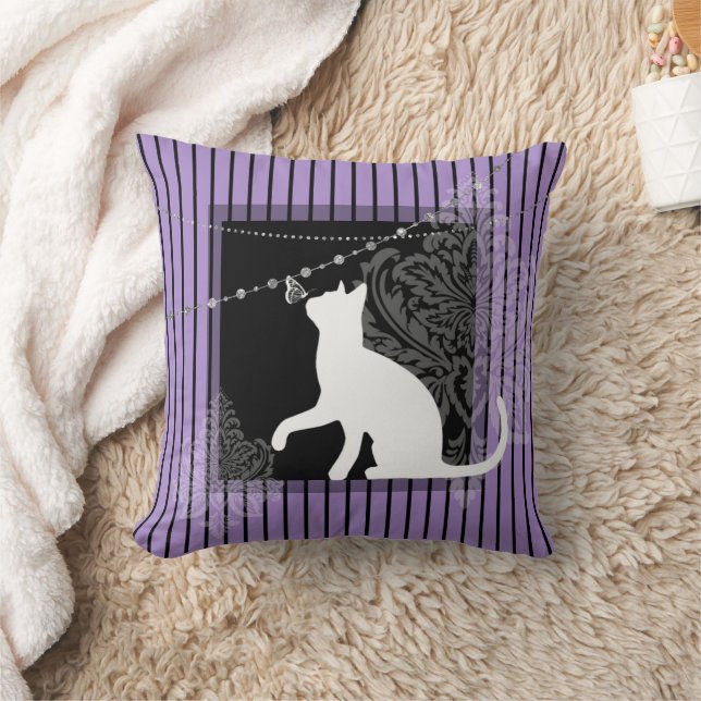 Purple black stripes  cushion (Blanket)