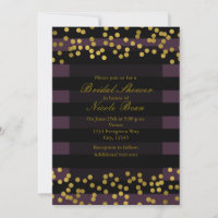 Purple & Black Stripes Gold Faux Foil Dots