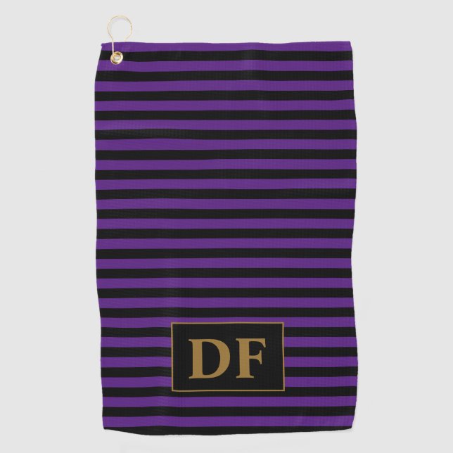Purple/Black Stripes Golf Towel (Front)