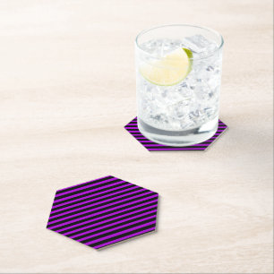 Purple & Black Stripes Paper Coaster