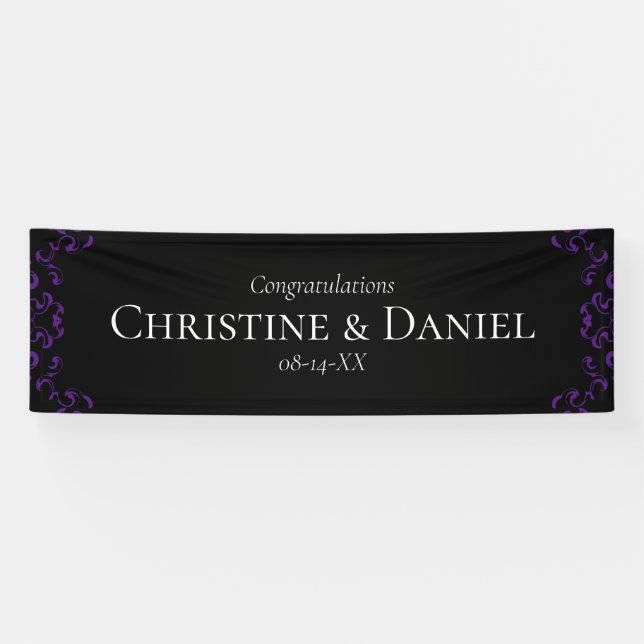 Purple & Black Swirl Gothic Wedding Banner (Horizontal)