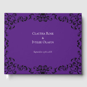 Purple & Black Swirl Gothic Wedding Guest Book