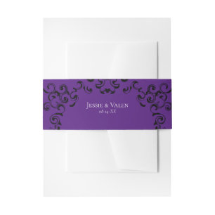 Purple & Black Swirl Gothic Wedding Invitation Belly Band