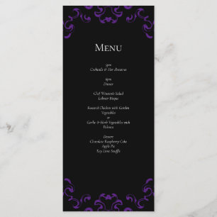 Purple & Black Swirl Gothic Wedding Menu