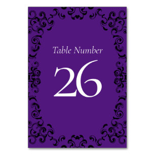 Purple & Black Swirl Gothic Wedding Table Number