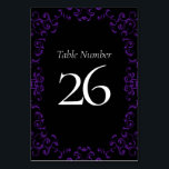 Purple Black Swirl Gothic Wedding Table Number<br><div class="desc">Our beautiful swirl design lends a modern element to this elegant purple and black gothic wedding collection.  Perfect for a dark themed wedding or Halloween affair.</div>