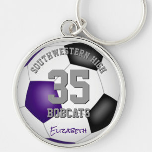 purple black team colors girls boys name soccer key ring