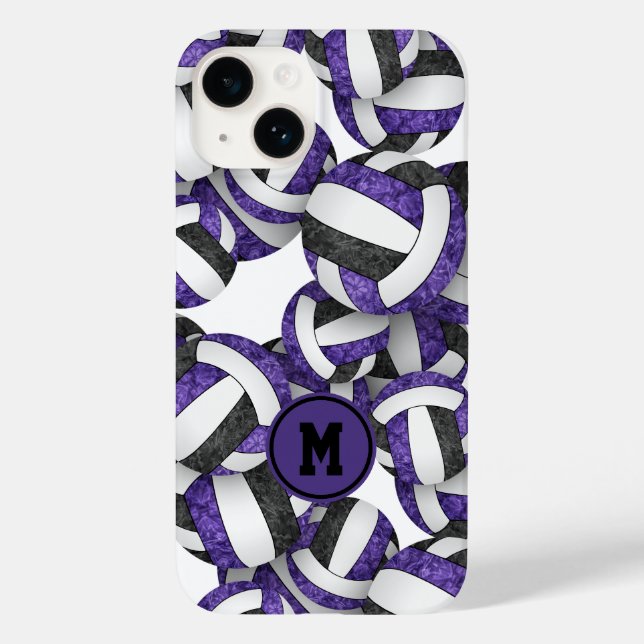 Purple black team colours girly volleyballs Case-Mate iPhone case (Back)