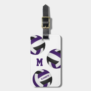purple black team colours volleyball travel luggage tag